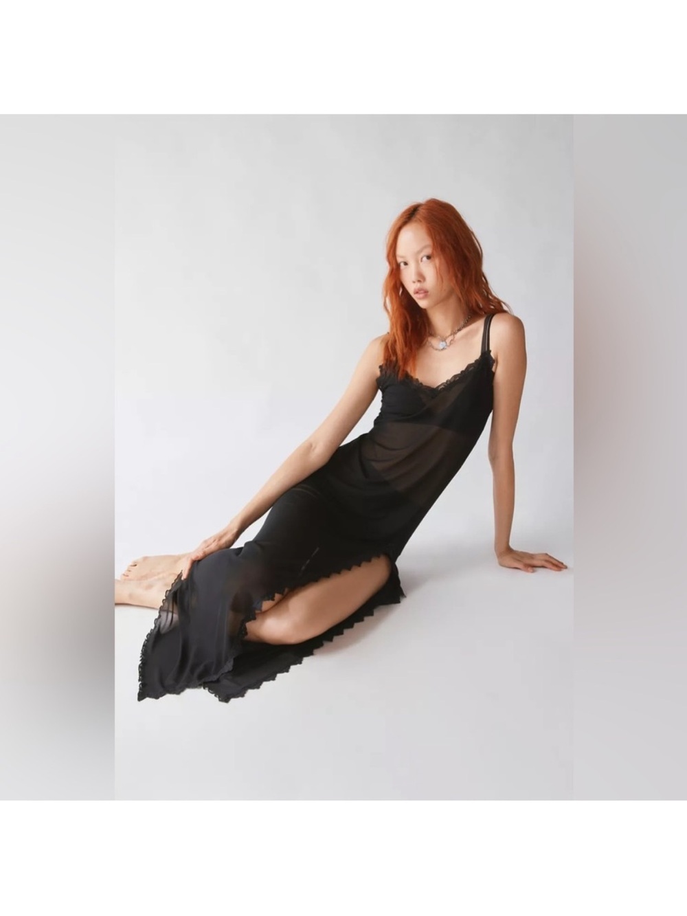 Urban Outfitters Cherie Sheer Midi Slip Dress
